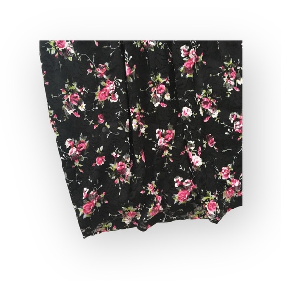 new LF Millau ๐ Floral Print Lace Babydoll Dress ๐ Black with Pink Flowers ๐ M - Picture 11 of 16